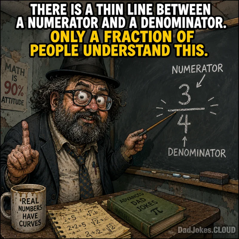 Above the Bar. There is a thin line between a numerator and a denominator. Only a fraction of people understand this.