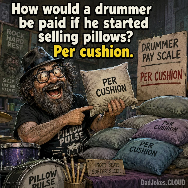 Soft Career Pivot. How would a drummer be paid if he started selling pillows? Per cushion.