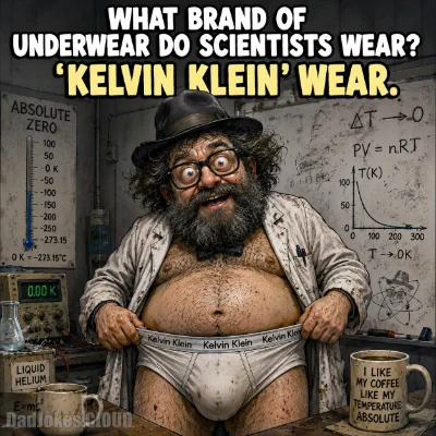 What brand of underwear do scientists wear? 'Kelvin Klein' wear.