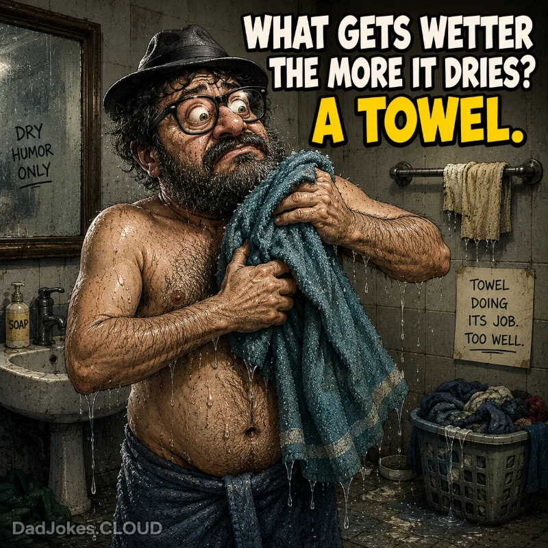 Bathroom Riddle Hour. What gets wetter the more it dries? A towel.