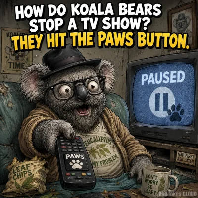 How do koala bears stop a TV show? They hit the paws button.