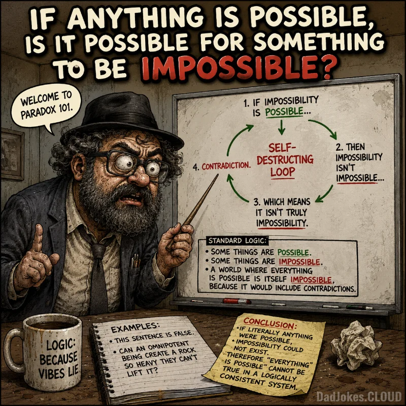 Possibly Impossible. If anything is possible, is it possible for something to be impossible?