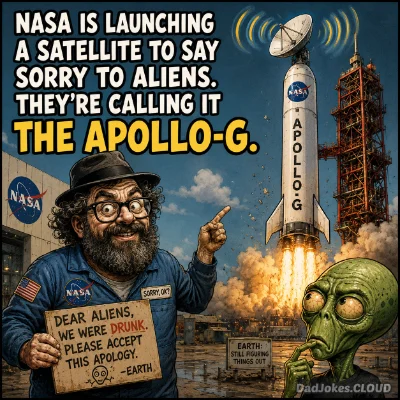 NASA is launching a satellite to say sorry to aliens. They're calling it the Apollo-G.