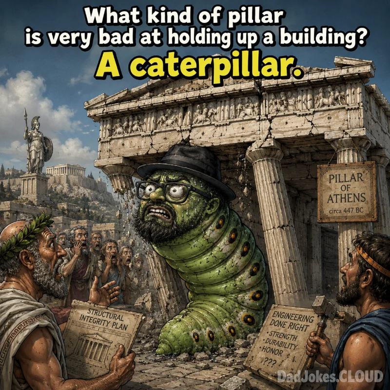 Structural Concerns. What kind of pillar is very bad at holding up a building? A caterpillar.