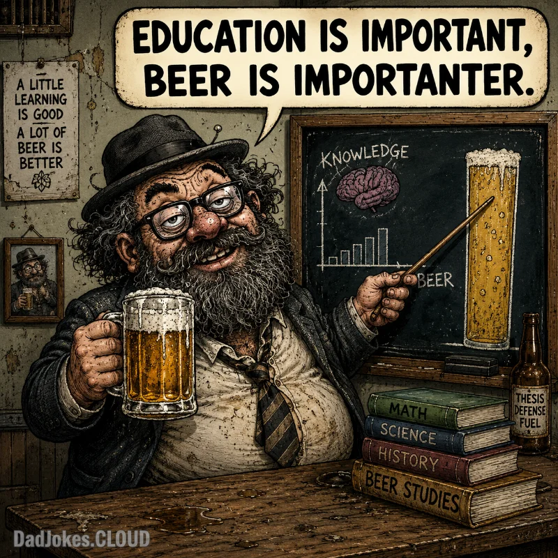 Schoolyard Grammar Crisis. Education is important, beer is importanter.