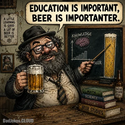 Education is important, beer is importanter.