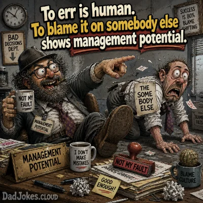 To err is human. To blame it on somebody else shows management potential.