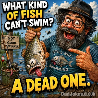 What kind of fish can't swim? A dead one.