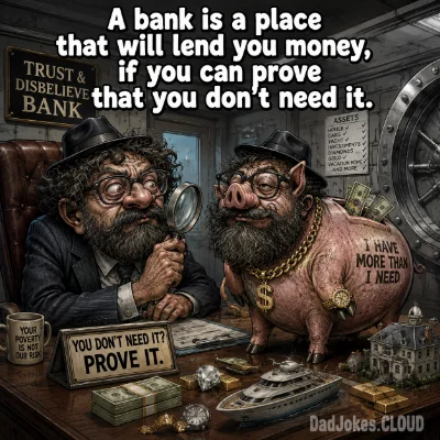 A bank is a place that will lend you money, if you can prove that you don't need it.