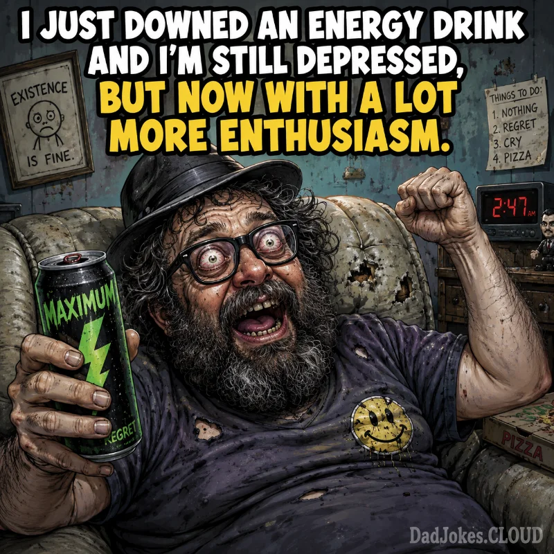 Caffeinated Gloom. I just downed an energy drink and I'm still depressed, but now with a lot more enthusiasm.
