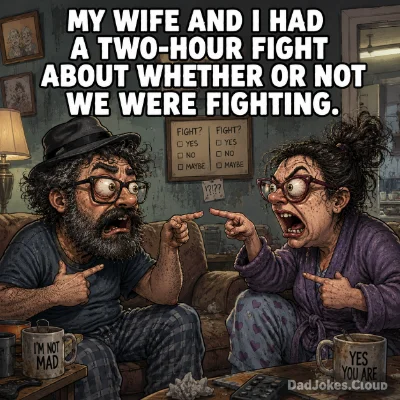 My wife and I had a two-hour fight about whether or not we were fighting.