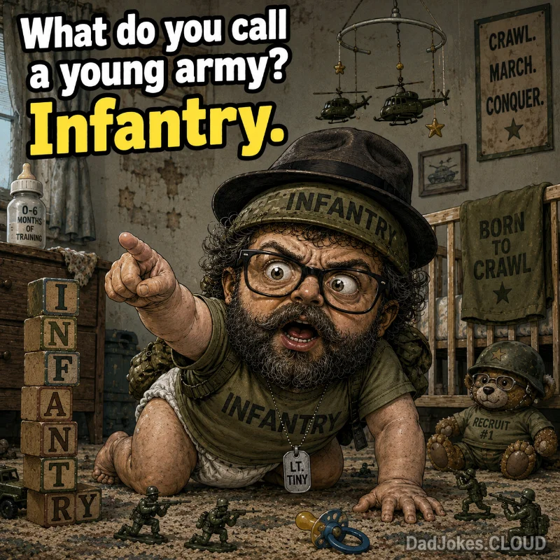 Boots Still Squeaky. What do you call a young army? Infantry.