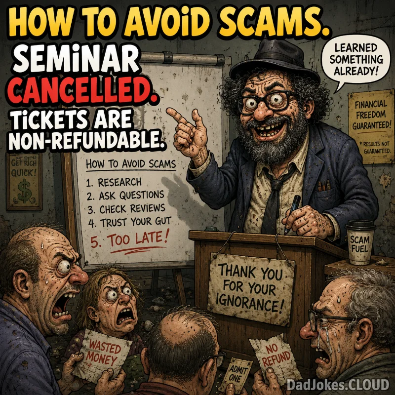 Fine Print Seminar. How to avoid scams. Seminar cancelled. Tickets are non-refundable.