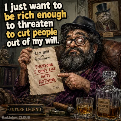 I just want to be rich enough to threaten to cut people out of my will.
