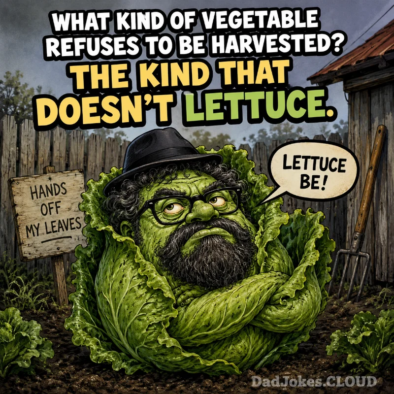 Stubborn in the Soil. What kind of vegetable refuses to be harvested? The kind that doesn't lettuce.