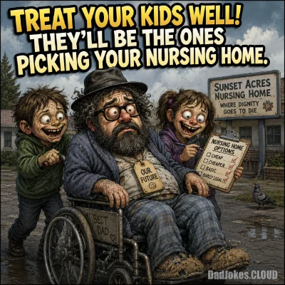 Treat your kids well! They'll be the ones picking your nursing home.