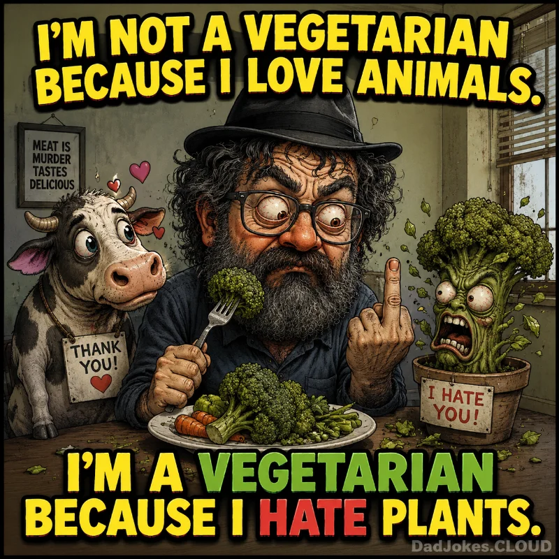 Salad Has Enemies. I'm not a vegetarian because I love animals. I'm a vegetarian because I hate plants.