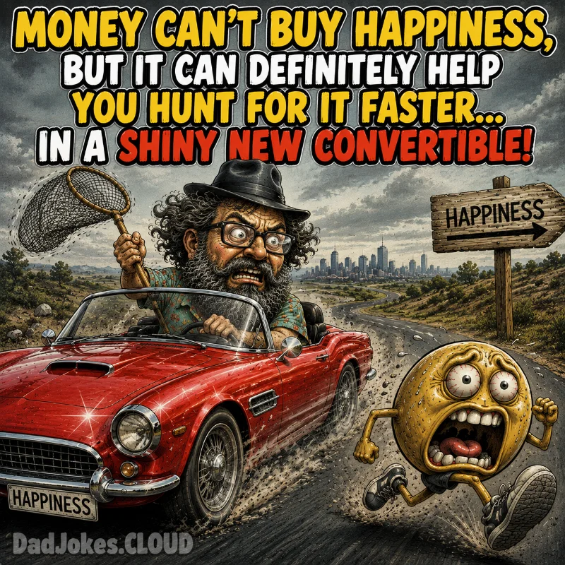 Hunting for Happiness. Money can't buy happiness, but it can definitely help you hunt for it faster… in a shiny new convertible!
