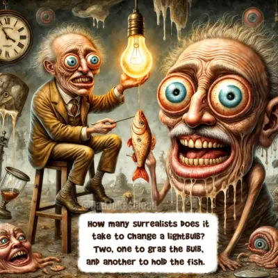 How many surrealists does it take to change a lightbulb? Two, one to grab the bulb, and another to hold the fish.