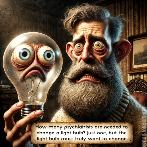 Therapy for the Fixture. How many psychiatrists are needed to change a light bulb? Just one, but the light bulb must truly want to change.