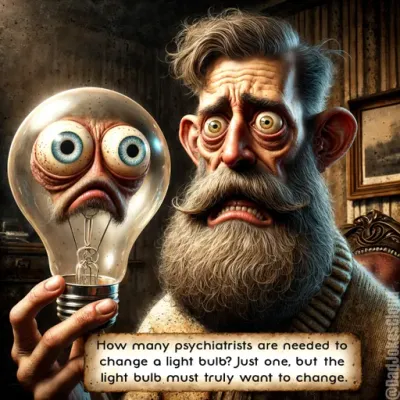 How many psychiatrists are needed to change a light bulb? Just one, but the light bulb must truly want to change.