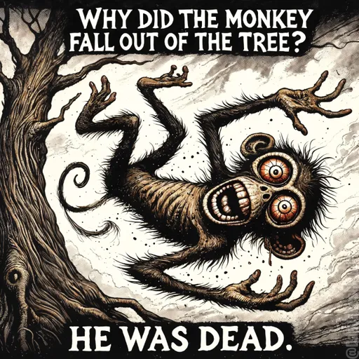 Gravity Always Wins. Why did the monkey fall out of the tree? He was dead.
