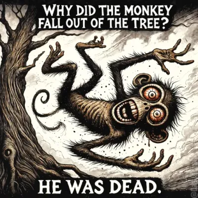 Why did the monkey fall out of the tree? He was dead.