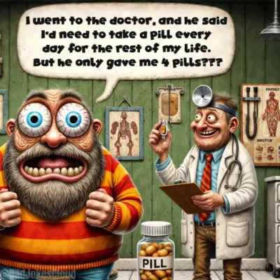 I went to the doctor, and he said I'd need to take a pill every day for the rest of my life. But he only gave me 4 pills?