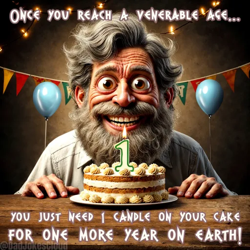 Fire Marshal Approved. Once you reach a venerable age… You just need 1 candle on your cake for one more year on Earth!