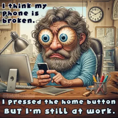 I think my phone is broken.
I pressed the home button BUT I'm still at work.