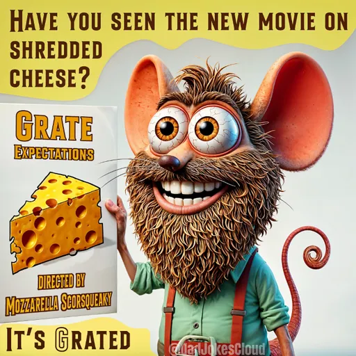 Now Showing in the Deli. Have you seen the new movie on shredded cheese?
Grate Expectations
Directed by Mozzarella Scorsqueaky
It's Grated.