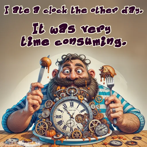 Lunch Ran Long. I ate a clock the other day. It was very time consuming.