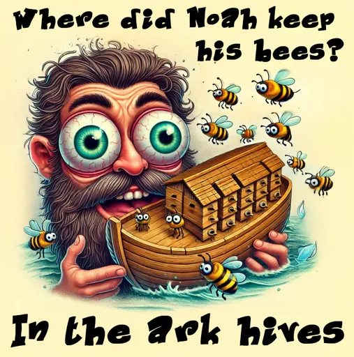 Sunday School Special. Where did Noah keep his bees? In the ark hives.