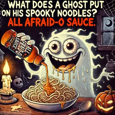What does a ghost put on his spooky noodles? All Afraid-o Sauce.