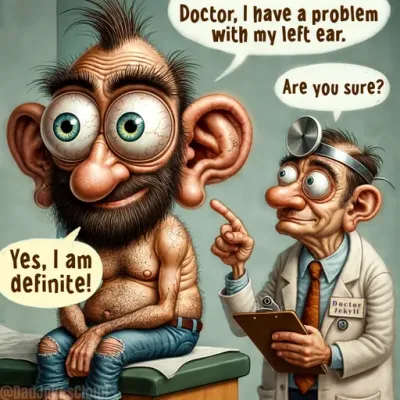 Doctor, I have a problem with my left ear. Are you sure? Yes, I am definite!