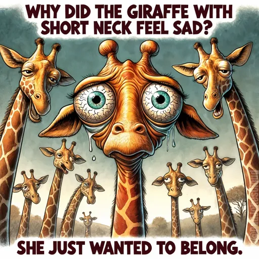 Savanna Sweetheart Blues. Why did the giraffe with a short neck feel sad? She just wanted to belong.