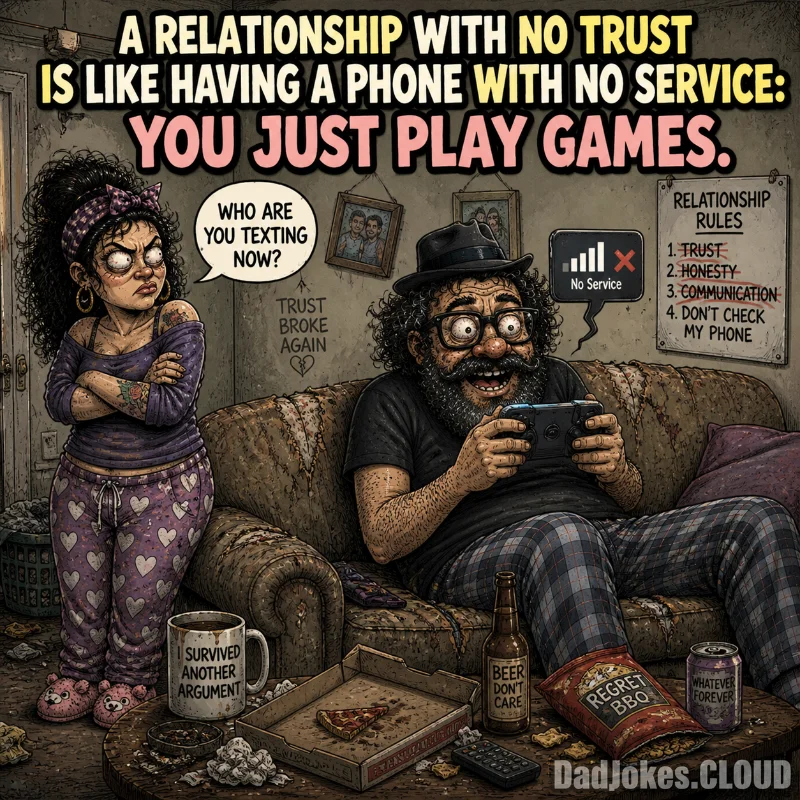 Signal Lost, Drama Found. A relationship with no trust is like having a phone with no service: You just play games.