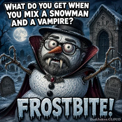 What do you get when you mix a snowman and a vampire? Frostbite!