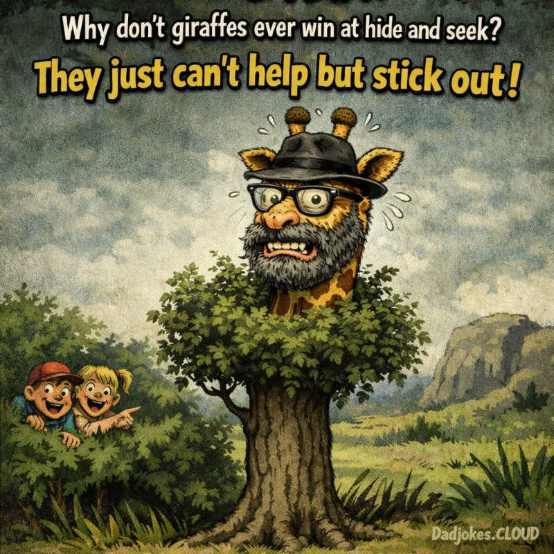 Tall Order, Bad Strategy. Why don't giraffes ever win at hide and seek? They just can't help but stick out!