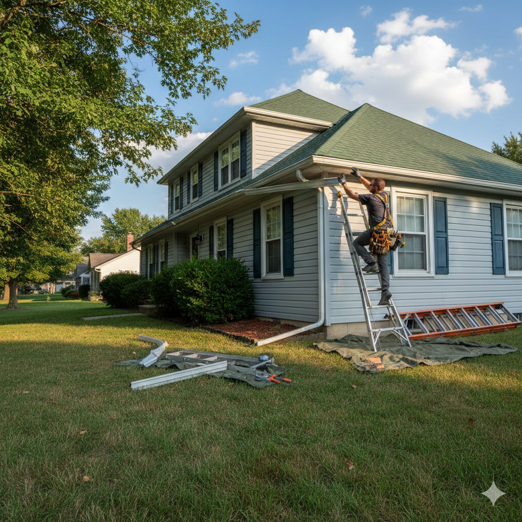 Professional gutter repair and seamless aluminum gutter installation by Dads Roofing in the Fraser Valley BC
