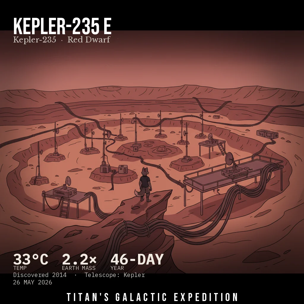 Wolf on Kepler-235 e - dust-basin antenna field with low visibility
