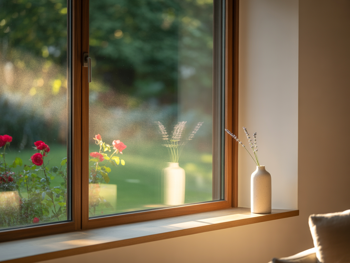 Fenêtre moderne en bois vue intérieure