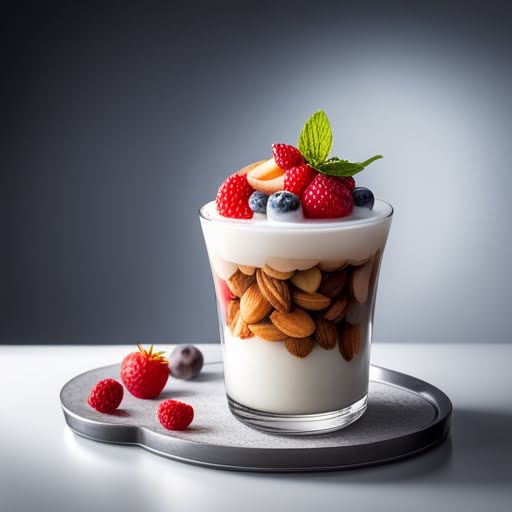 Yogurt con manzana, almendra y granola