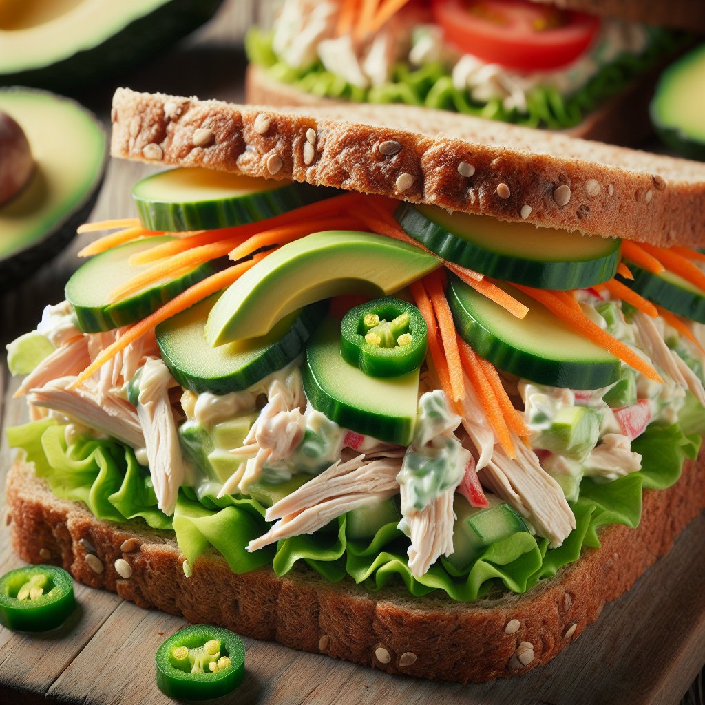 Sándwich de ensalada de pollo de 273 Kcal