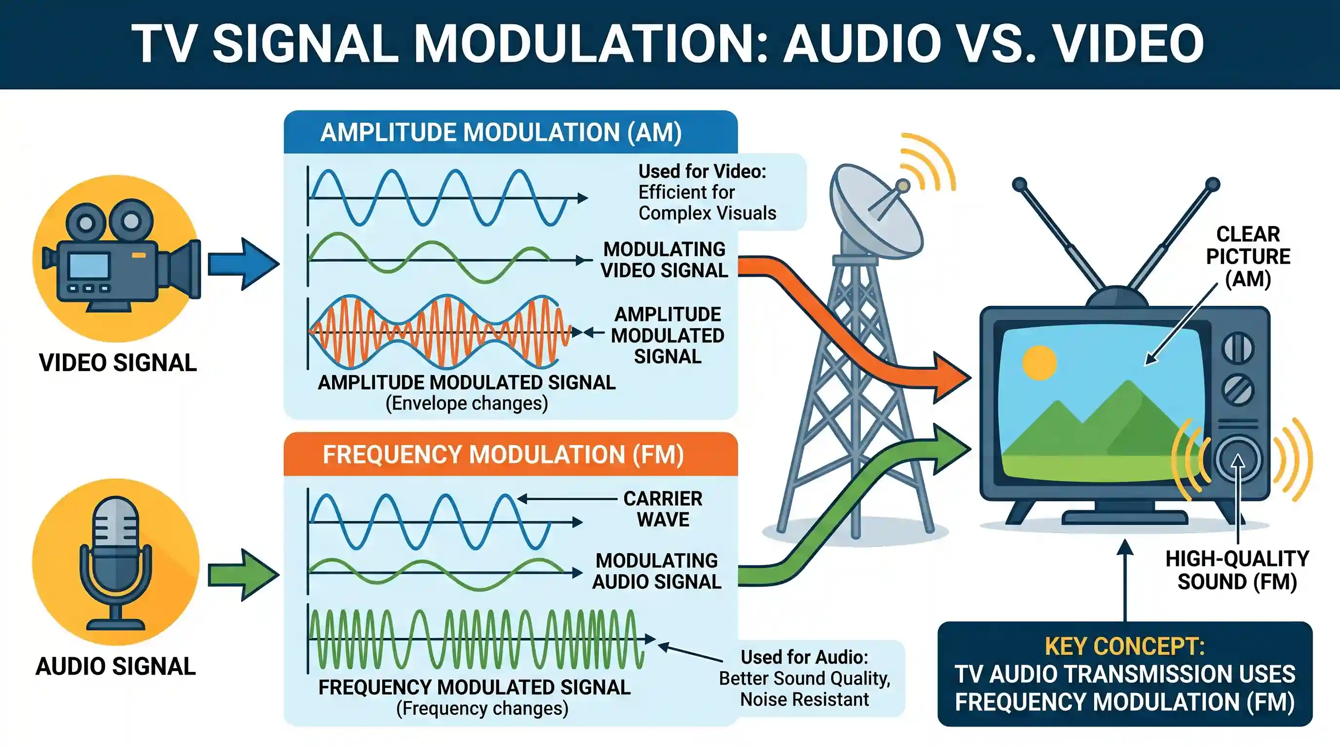 science-and-technology: The technique used to transmit audio signals in television broadcasts is