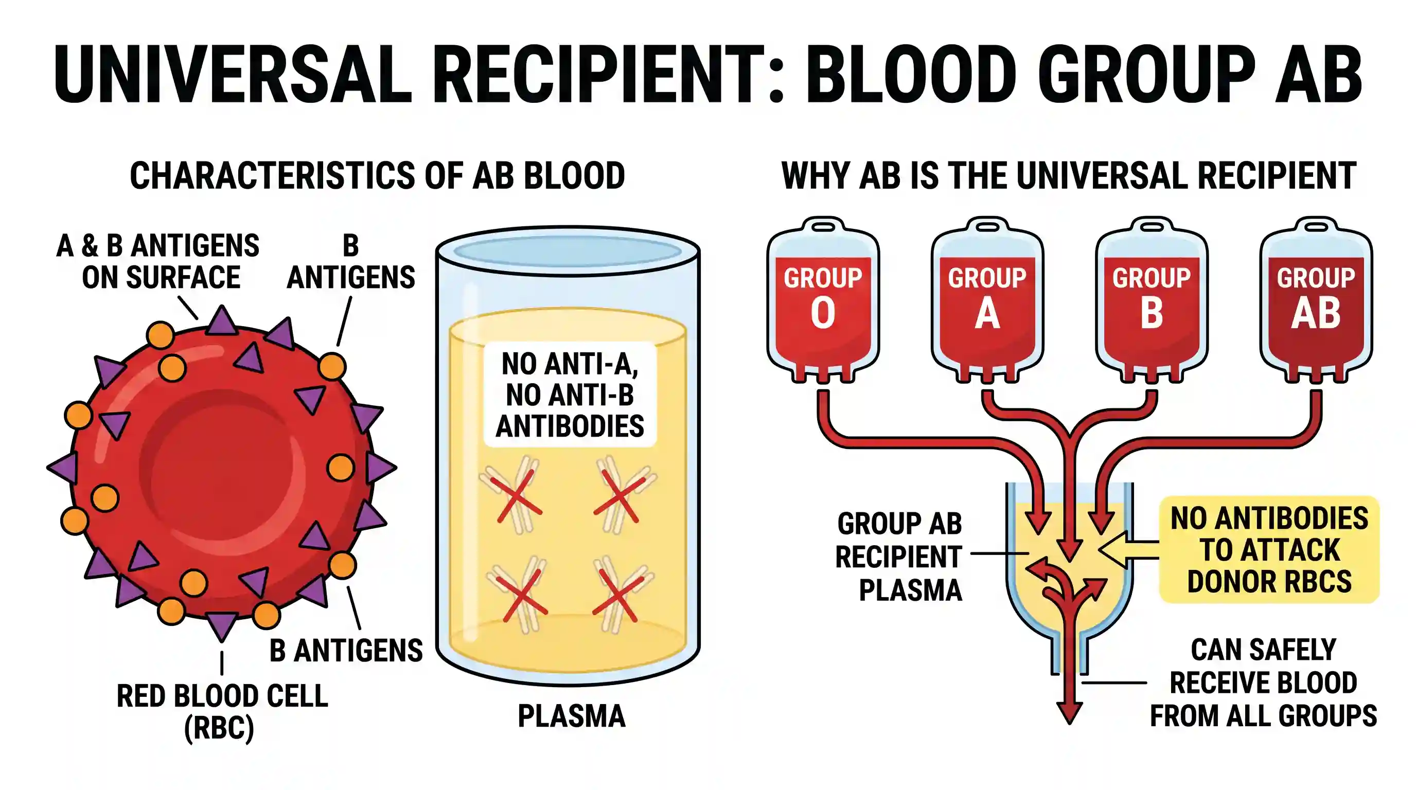 science-and-technology: A person with ‘AB’ blood group is sometimes called a universal recipient because of the
