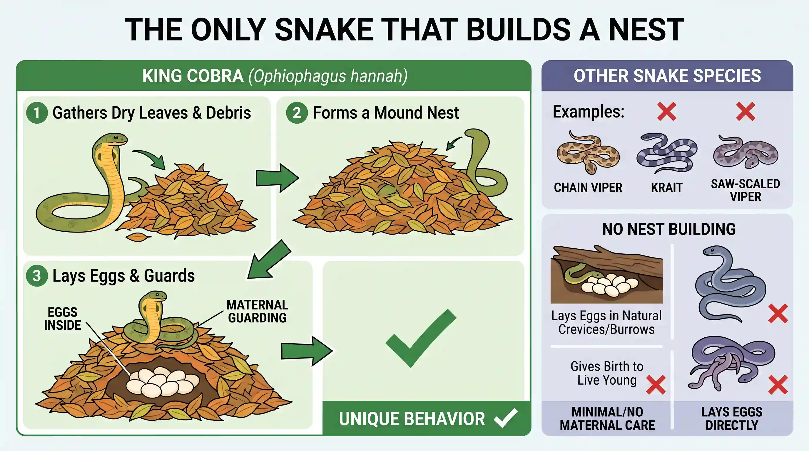 geography: The only snake that builds a nest is