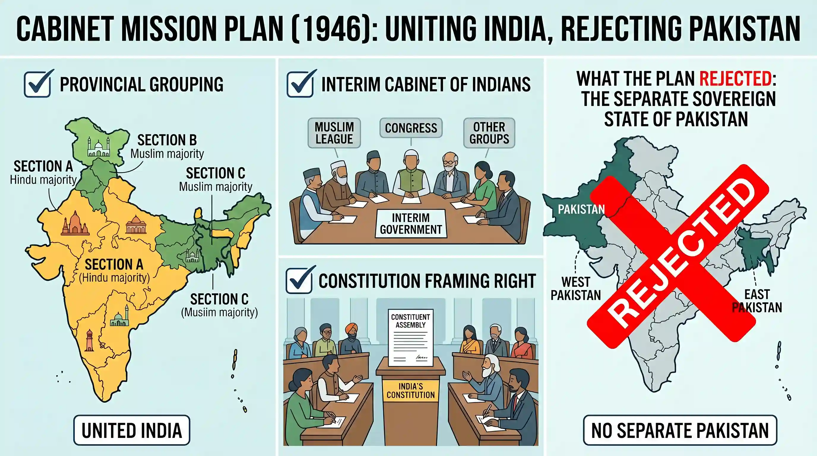 history: Which one of the following is not correct about the Cabinet Mission Plan?