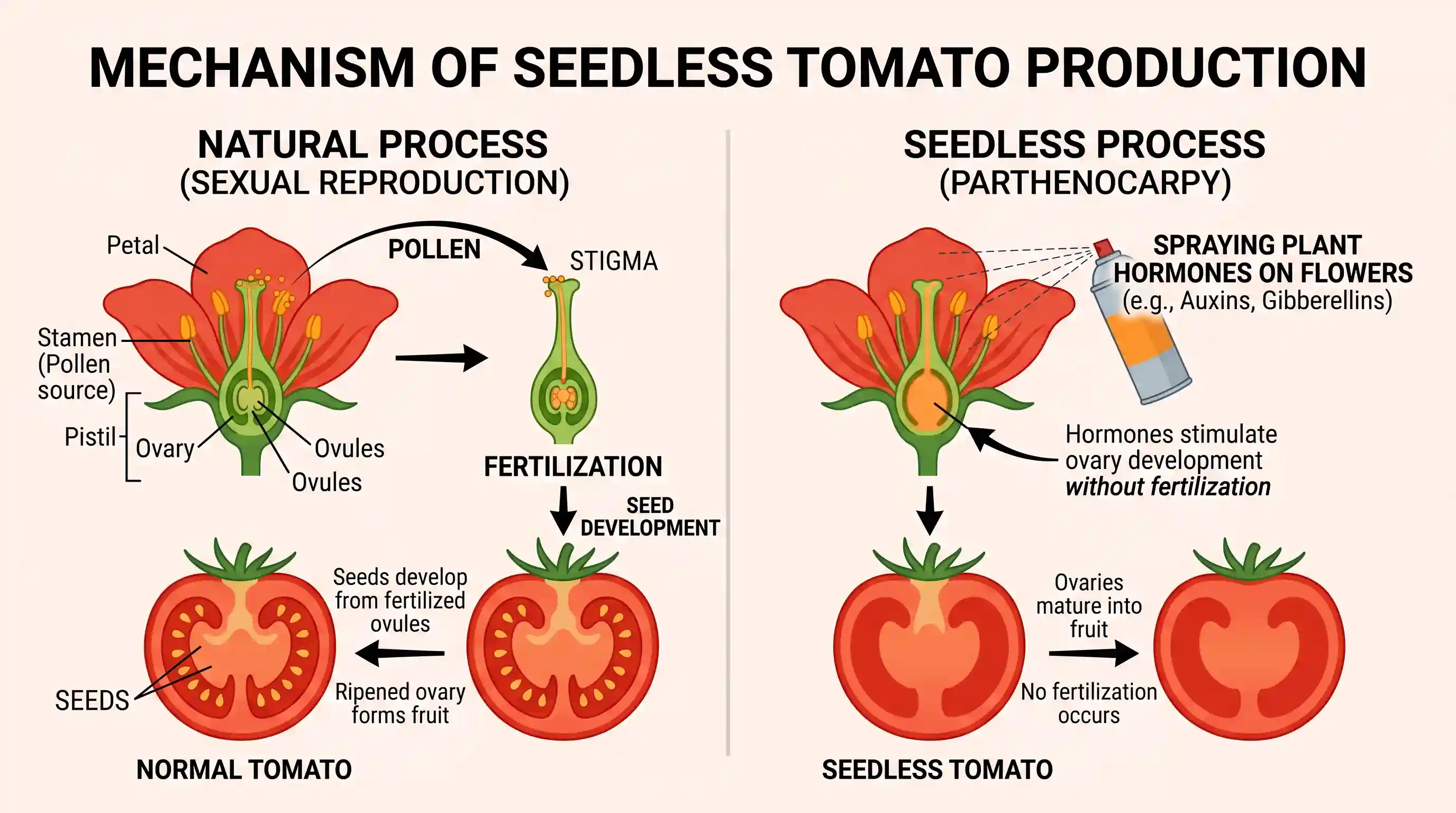 science-and-technology: It is possible to produce seedless tomato fruits by