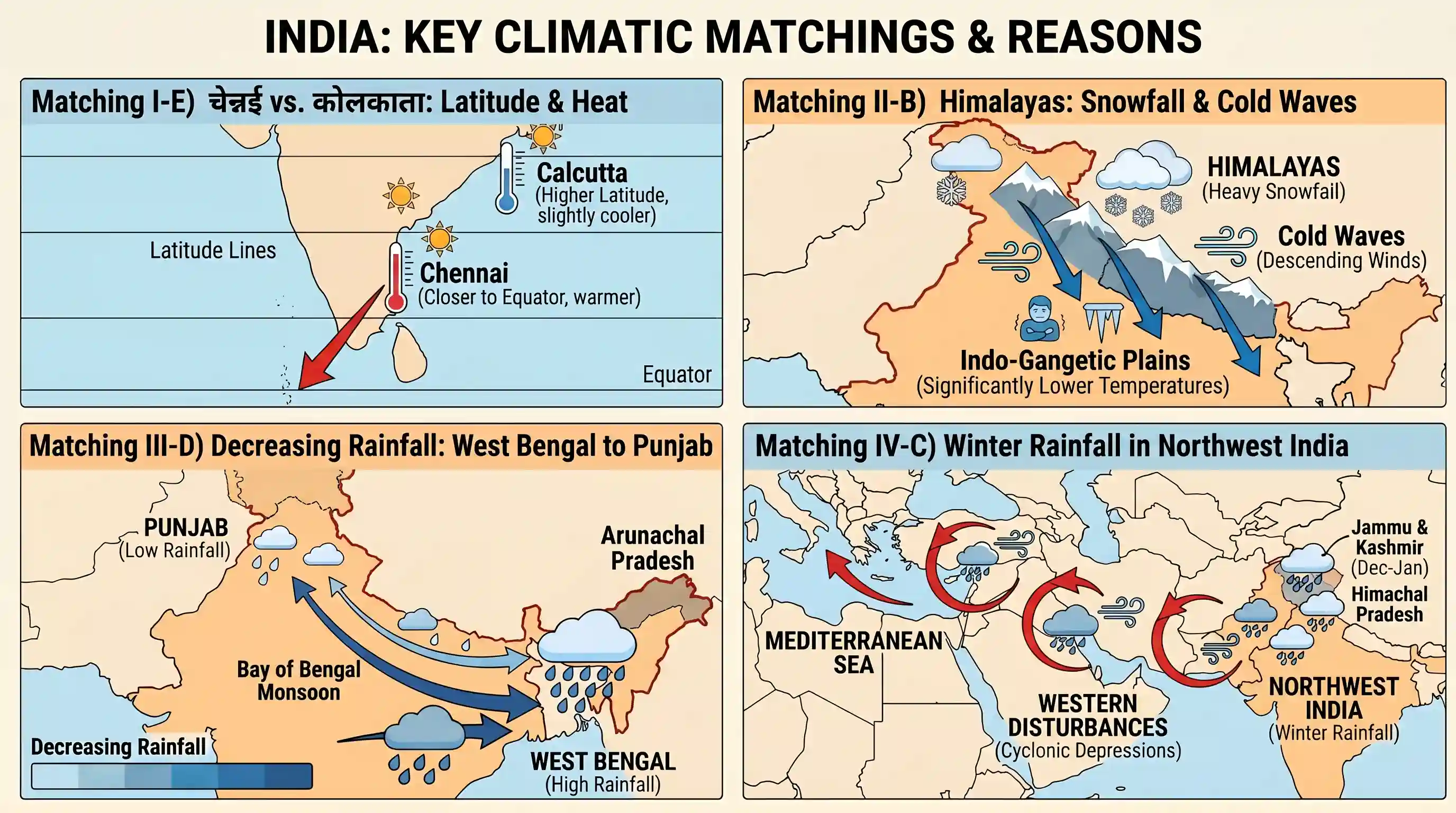 geography: Match List I with List II and select the correct answer by using the codes given below the lists: List I List II (Climat